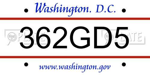 362GD5 District Of Columbia License Plate