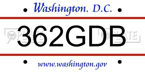 362GDB District Of Columbia License Plate