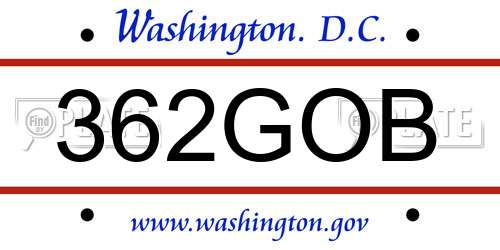 362GOB District Of Columbia License Plate