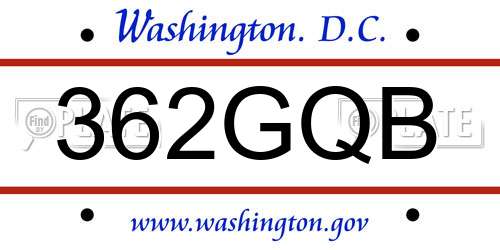362GQB District Of Columbia License Plate