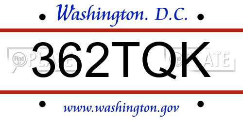 362TQK District Of Columbia License Plate