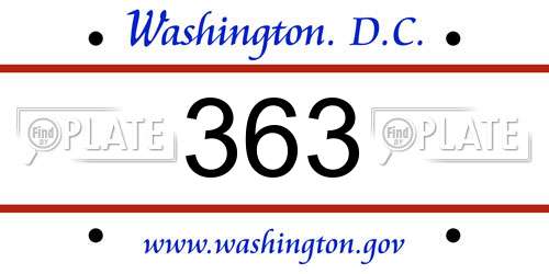 363 District Of Columbia License Plate