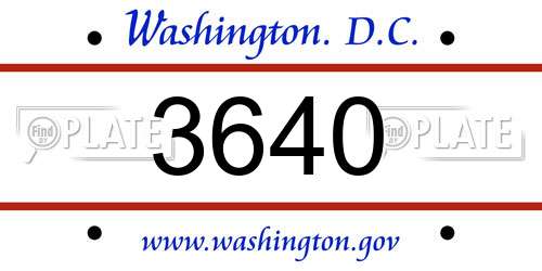 3640 District Of Columbia License Plate