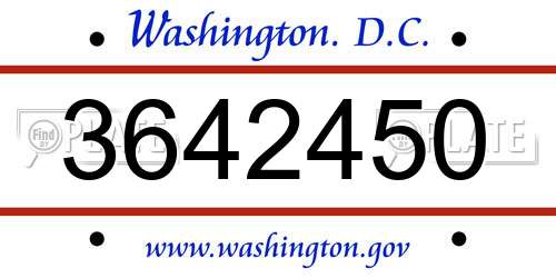 3642450 District Of Columbia License Plate