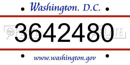 3642480 District Of Columbia License Plate