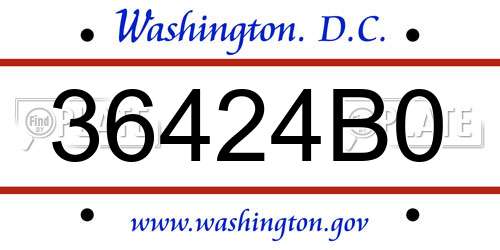 36424B0 District Of Columbia License Plate