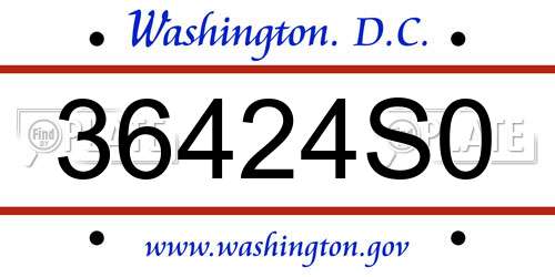 36424S0 District Of Columbia License Plate