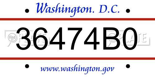 36474B0 District Of Columbia License Plate
