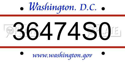 36474S0 District Of Columbia License Plate