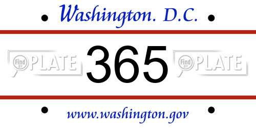 365 District Of Columbia License Plate