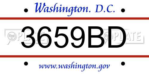 3659BD District Of Columbia License Plate