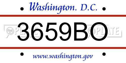 3659BO District Of Columbia License Plate
