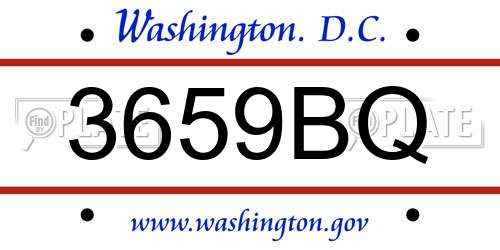 3659BQ District Of Columbia License Plate
