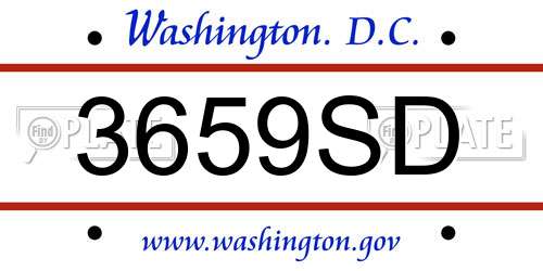 3659SD District Of Columbia License Plate