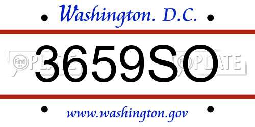 3659SO District Of Columbia License Plate