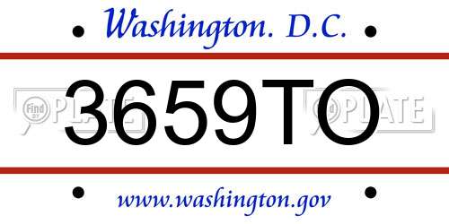 3659TO District Of Columbia License Plate