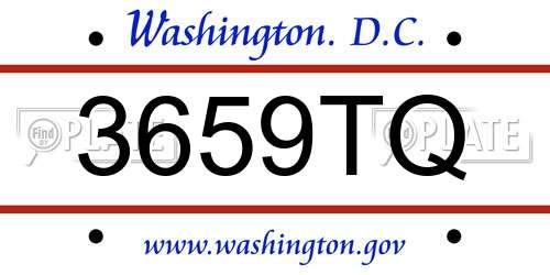 3659TQ District Of Columbia License Plate