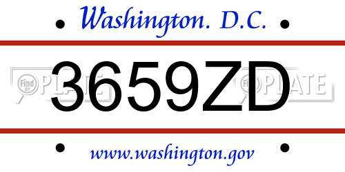 3659ZD District Of Columbia License Plate