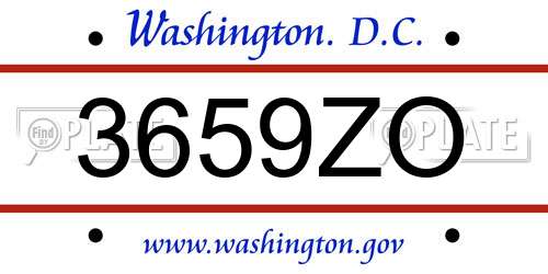 3659ZO District Of Columbia License Plate