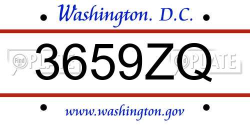 3659ZQ District Of Columbia License Plate