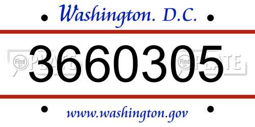 3660305 District Of Columbia License Plate