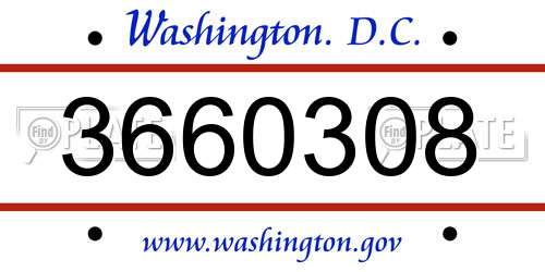3660308 District Of Columbia License Plate