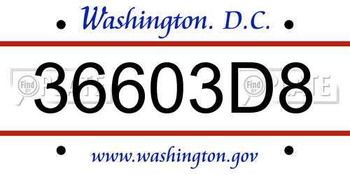 36603D8 District Of Columbia License Plate