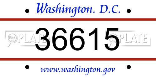 36615 District Of Columbia License Plate