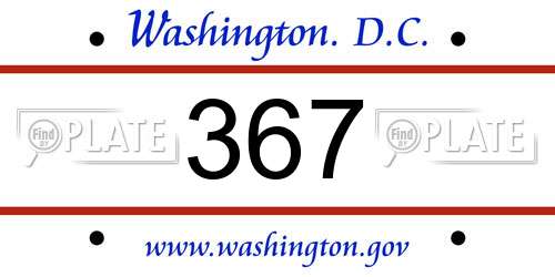 367 District Of Columbia License Plate