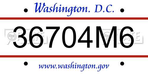 36704M6 District Of Columbia License Plate
