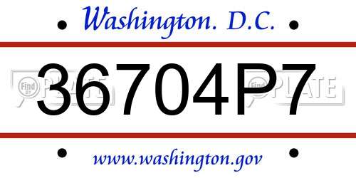 36704P7 District Of Columbia License Plate