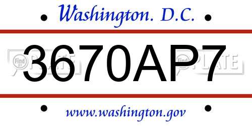 3670AP7 District Of Columbia License Plate
