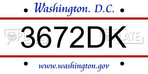 3672DK District Of Columbia License Plate