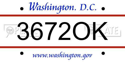 3672OK District Of Columbia License Plate