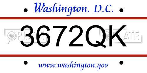 3672QK District Of Columbia License Plate