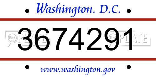 3674291 District Of Columbia License Plate