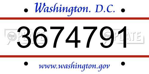 3674791 District Of Columbia License Plate