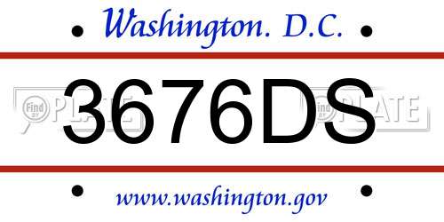 3676DS District Of Columbia License Plate