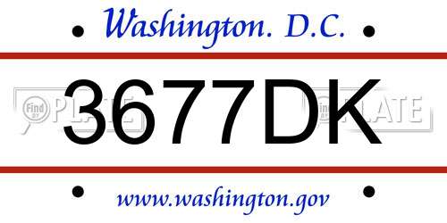 3677DK District Of Columbia License Plate