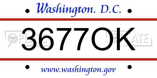 3677OK District Of Columbia License Plate