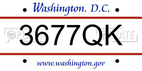 3677QK District Of Columbia License Plate