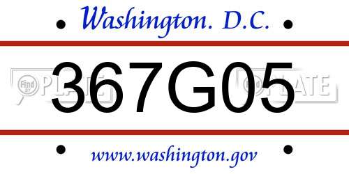 367G05 District Of Columbia License Plate