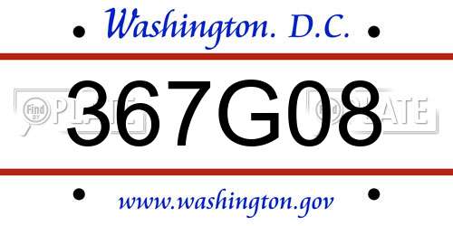 367G08 District Of Columbia License Plate