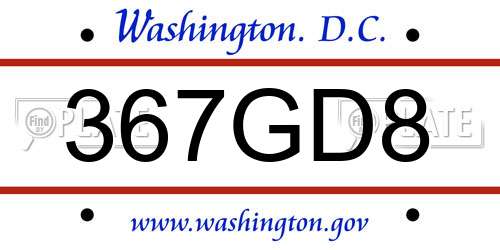 367GD8 District Of Columbia License Plate