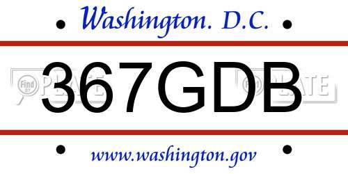 367GDB District Of Columbia License Plate