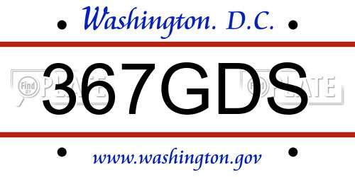 367GDS District Of Columbia License Plate