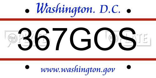 367GOS District Of Columbia License Plate