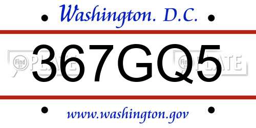 367GQ5 District Of Columbia License Plate