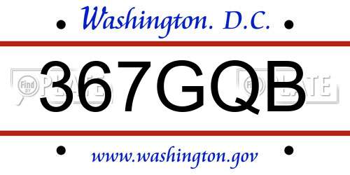 367GQB District Of Columbia License Plate