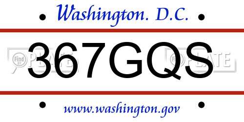 367GQS District Of Columbia License Plate